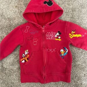 Disney Red Mickey & Friends Hooded Zip Sweatshirt